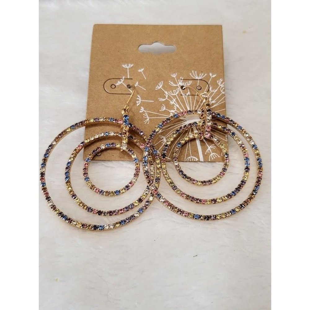 Multicolor Three Hoop Earrings